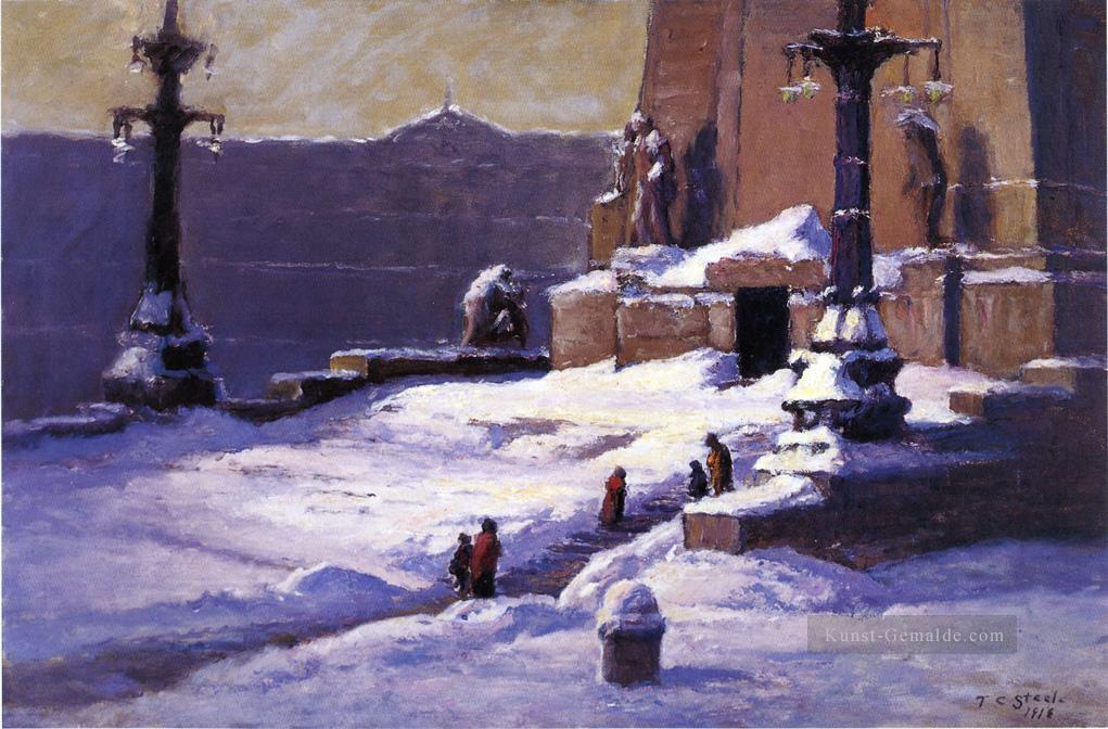Denkmal im Schnee Theodore Clement Steele Ölgemälde